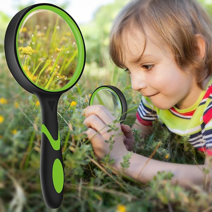 3 Pack Magnifying Glass for Kids, 10X 65mm Magnifying Glass with Non-Slip Rubber Handle, Suitable for Reading Newspapers,Insects,Suitable for Seniors and Kids