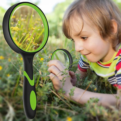 3 Pack Magnifying Glass for Kids, 10X 65mm Magnifying Glass with Non-Slip Rubber Handle, Suitable for Reading Newspapers,Insects,Suitable for Seniors and Kids