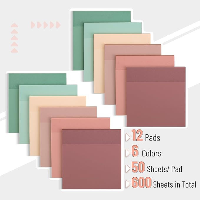 Mr. Pen- Transparent Sticky Notes, 3”x3”, Boho Colors, 12 Pads, 600 Sheets, See Through Sticky Notes, Bulk Sticky Notes Transparent, Translucent Sticky Notes, Clear Transparent Sticky Notes Clear
