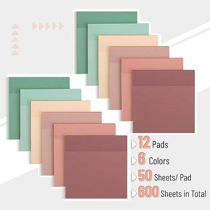 Mr. Pen- Transparent Sticky Notes, 3”x3”, Boho Colors, 12 Pads, 600 Sheets, See Through Sticky Notes, Bulk Sticky Notes Transparent, Translucent Sticky Notes, Clear Transparent Sticky Notes Clear