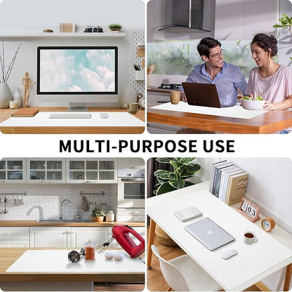 Bloss White Desk Mat, Mouse Pad, Waterproof Leather Desk Pad, Desk Matt for Desktop, Non-Slip Ccomputer Desk Protecor Mat for Office/Home (27.6 x 13.8 Inches)