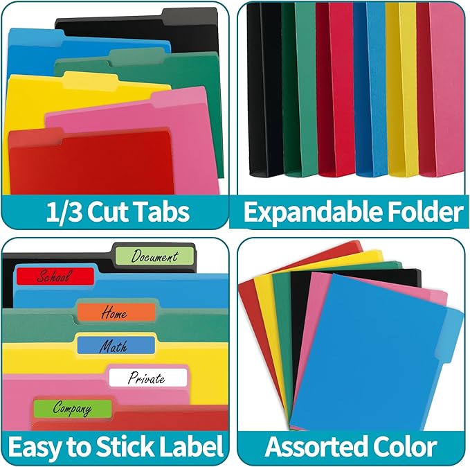 36 Packs File Folder,1/3-Cut Tabs,File folders Letter Size,8.5x11 Inch Green File Folders for Office,School and Home,Organizer Folder