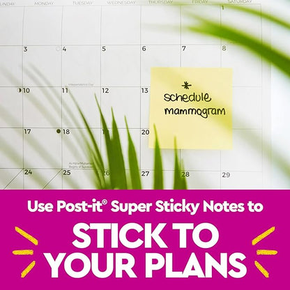 Post-it Super Sticky Notes, 5 Sticky Note Pads, 3 x 3 in., School Supplies, Office Products, Sticky Notes for Vertical Surfaces, Monitors, Walls and Windows,Canary Yellow