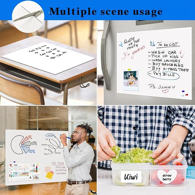 Magnetic Whiteboard Contact Paper, 18" x 39" Stick on Magnetic Dry Erase White Board Sticker on Wall, Easy to Write for Kids Drawing, School, Office, Kitchen Fridge