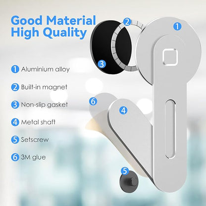 CloudValley Magnetic Phone Holder for Laptop Designed for iPhone 16/15/14/13/12 MagSafe, Adjustable Phone Monitor Side Mount, Slim Portable Foldable Computer Expansion Bracket, Navy Blue…