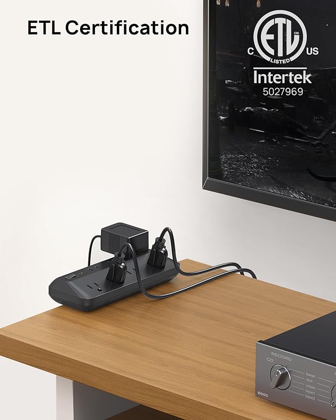 TROND Desk Clamp Power Strip - 1700J Surge Protector with 7 Outlets, Desktop Edge Mount Extension Cord, Fit 1.97" Tabletop, 10FT Flat Plug for Teacher Must Haves, Office, ETL List, Black