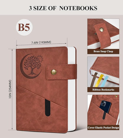 365 Page Thick Lined Journal Notebook for Men Women, B5 Large Leather Journals for Writing, Hardcover Notebooks for Work, School, Note Taking, Business, Travel Diary, College Ruled 7.6" x 10"