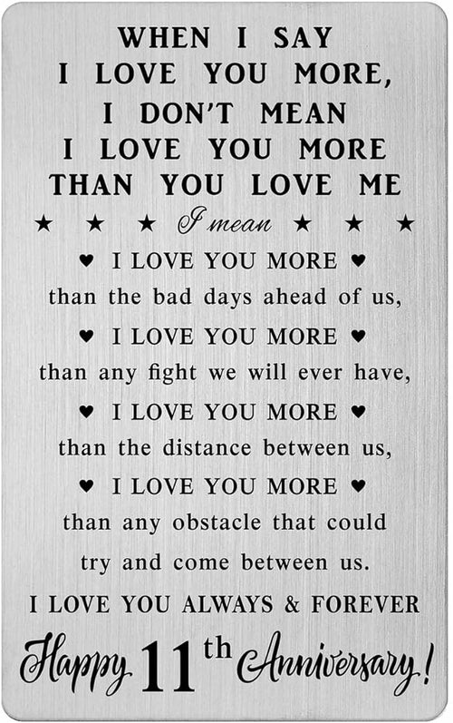 CPLJW 11th 11 Year Anniversary Card Gifts for Him Her, Steel Gifts for Men for 11th Anniversary, Eleventh Wedding Wallet Card Gift