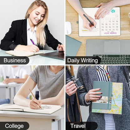 EMSHOI Graph Paper Notebook - 256 Pages A5 Graph Notebook/Journal, Square Grid Notebooks for Work, 120gsm Thick Paper, Executive Hardcover Leather, Inner Pocket, Pen Loop 5.75'' × 8.38''-Yellow