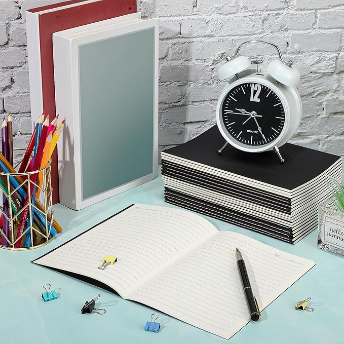 Handepo 100 Pack Composition Notebooks Ruled Lined Kraft Notebooks Bulk Soft Cover Journals Travel Diary Memo for Students Classroom Office Supplies(A5,Black)