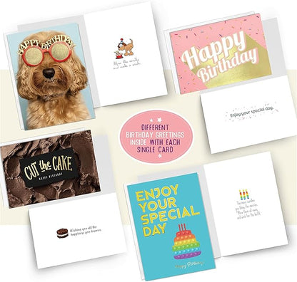 easykart labels 72 Unique Birthday Cards Assortment with Greetings Inside. For Businesses and Individuals, 4 x 5.5 Inch Assorted Foiling Cards with Envelope with Sealing Stickers