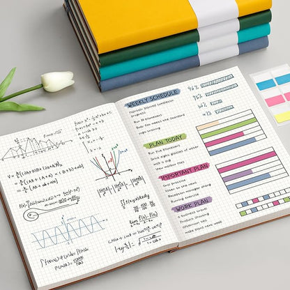 AHGXG Graph Paper Notebook - 320 Pages Grid Paper Notebook Large Journal B5, 100gsm Thick Graph Paper, Leather Softcover, Inner Pocket, 7.6'' X 10''- GrayBlue