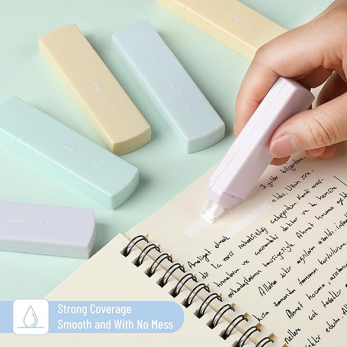 Mr. Pen- Aesthetic Correction Tape, 0.2" x 197", 12 pcs, Pastel Colors, Cute Correction Tape