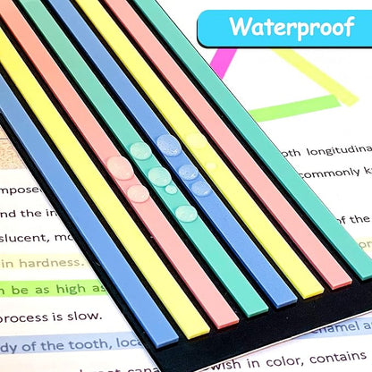 Juome 1280Pcs Highlighter Tape, Transparent Sticky Long Page Markers Tabs, Morandi Neon Clear Highlighter Strips Flags Stickers, Book Tabs for Annotating Books Aesthetic Office School Study Supplies