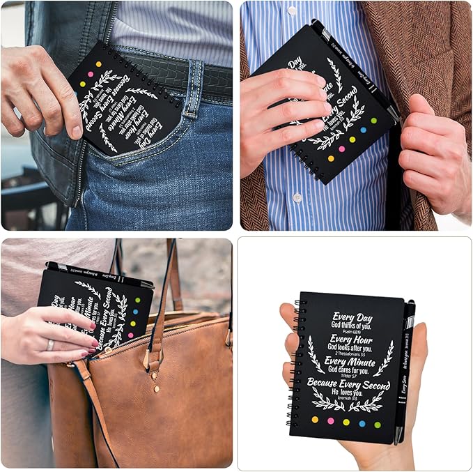 60 Pcs Bulk Christian Gifts Prayer Journal for Woman - 30 Set Religious Notepad with Christian Pen - Bible Notebook - Church Gifts for Mother's Day, Bible Study, and Family Devotions ( Black )