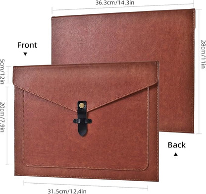 Brown Leather File Folder Letter Size, File Organizer, Important Document Folders with Pockets, Document Organizer, Laptop Sleeve Notebook Case, Paper Storage, A4 Envelopes Filing Folder 3PCS