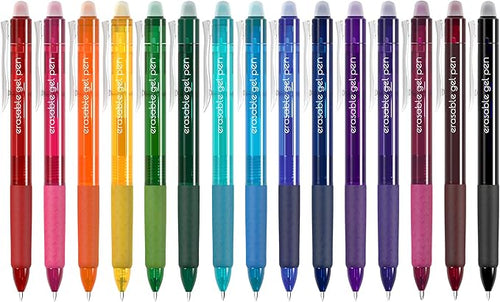 Vanstek 15 Colors Retractable Erasable Gel Pens Clicker, Fine Point(0.7), Make Mistakes Disappear, Premium Comfort Grip for Drawing Writing Planner and School Supplies