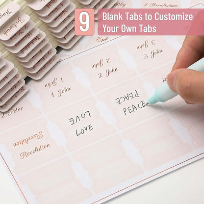 Mr. Pen- Bible Tabs, 75 Tabs, Soft Blush, Bronze Foil Embossed Lettering, Laminated Bible Tabs for Women and Men, Bible Tabs for Study Bible Index Tabs, Bible Book Tabs, Bible Labels Tabs