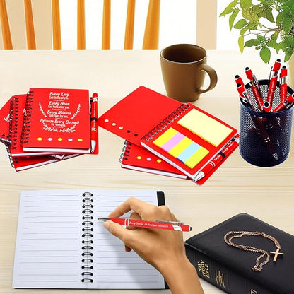 60 Pcs Bulk Christian Gifts Prayer Journal for Woman - 30 Set Religious Notepad with Christian Pen - Bible Notebook - Church Gifts for Mother's Day, Bible Study, and Family Devotions (Red)