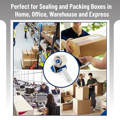Mr. Pen - 2-Inch Tape Dispenser Gun, 2 Pack with 2 Rolls, Blue Heavy Duty Tape Gun for Packing Boxes, Moving