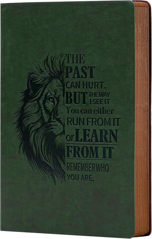 Leather Journal for Men Soft Cover 256 Pages Lined Journals for Writing A5 Lion Journaling Notebooks Vintage Inspirational Diary, 5.7" x 8.3", Green