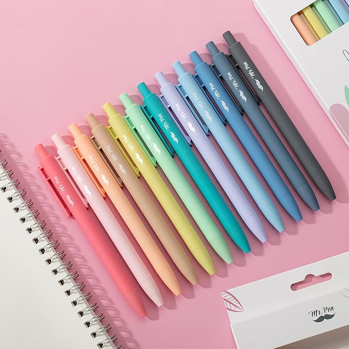 Mr. Pen- Retractable Gel Pens, 12 Pack, Fast Dry, Gel Pens Fine Point 0.7mm, Retractable Pens, Cute Pens, Gel Ink Pens, Aesthetic Pens for Journaling, Fine Tip Pens
