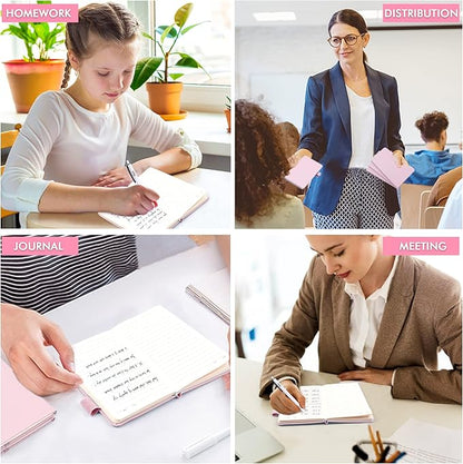 feela 15 Pack Pocket Small Notebooks Bulk, Mini Cute Memo Notepads Hardcover College Ruled Lined Journals with Pen Holder for Women Girls Office School, with 15 Black Pens, 3.5”x 5.5”, A6, Rose Pink