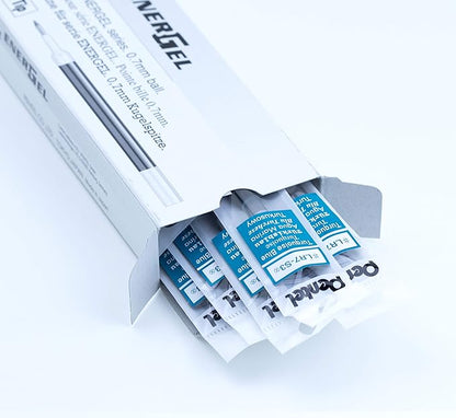 Pentel Refill Ink for EnerGel RTX Retractable Gel Pen, 12 Pack, 0.7mm, Medium Point, Turquoise Blue (LR7-S3)