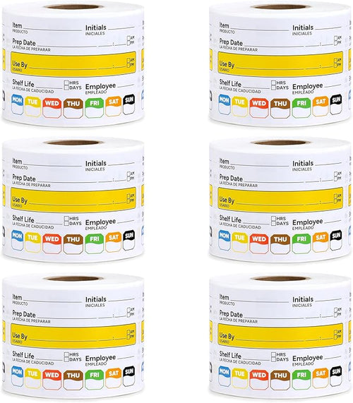 Restaurant Quality Shelf Life Food Rotation Labels, 2” x 3” Self-Adhesive Removable Freezer Food Labels Stickers, Perfect for Reusable Containers, Easy to Remove, Food Safety Date Sticker (6 PCS)