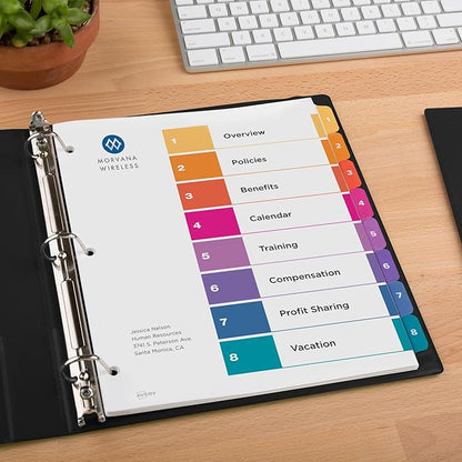 Avery Heavy-Duty View 3 Ring Binder with 3 Inch Rings, 8 Tab Customizable Table of Contents Binder Dividers, Office Supplies Set (01677)
