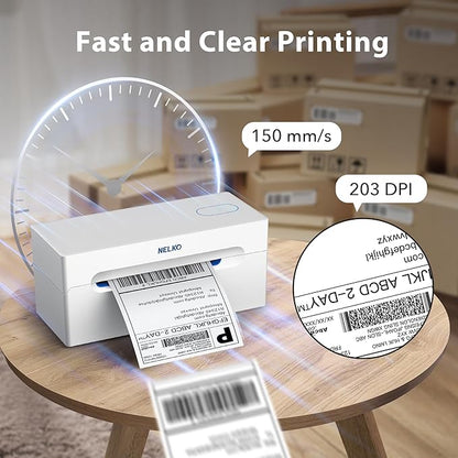 Nelko Bluetooth Thermal Label Printer, Wireless 4x6 Shipping Label Printer for Shipping Packages, Support Android, iPhone and Windows, Widely Used for Amazon, Ebay, Shopify (Sliver White)