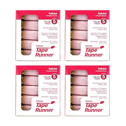 Tape Runner - Double Sided Adhesive with Dispenser Roller Included - Acid Free, Sticky, Clear & Transparent - Ideal for Scrapbooking, Crafts & More - Standard - (315 inches per cartridge) 20 Cartridge