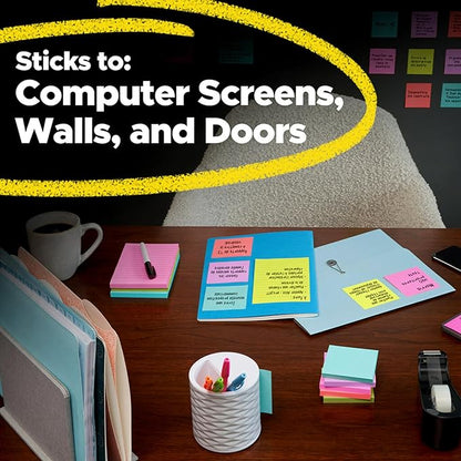 Post-it Super Sticky Dispenser Pop-up Notes, 18 Sticky Note Pads, 3 x 3 in., 2X The Sticking Power, School Supplies and Oﬃce Products, Use with Post-it Note Dispensers, Energy Boost Collection