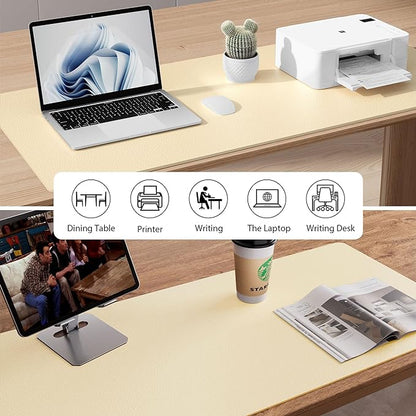Aothia Leather Desk Pad Protector, Mouse Pad, Office Desk Mat, Non-Slip PU Leather Desk Blotter, Laptop Desk Pad, Waterproof Desk Writing Pad for Office and Home (36" x 17", Soft Yellow)