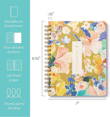 Compendium Spiral Notebook - Life Is Beautiful — A Designer Spiral Notebook with 192 Lined Pages, College Ruled, 7.5”W x 9.25”H