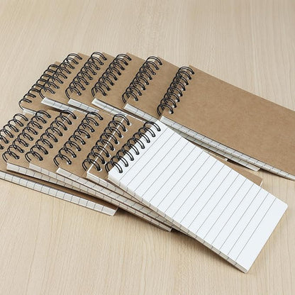 12 Pack Pocket Notebooks, 3x5 Small Notepads, Mini Spiral Notebooks, 60 Sheets/120 Pages,Lined College Ruled Paper, Memo Pads for Home, Office, School or Travel (Kraft)