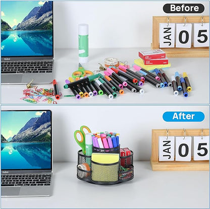 Pen Holder for Desk, Rotating Pencil Holder, Cup Holder for Desk Office, Pen Organizer in Black