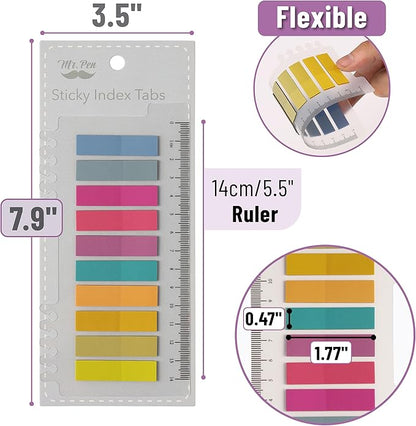 Mr. Pen- Sticky Tabs, 1600 Pcs, Colorful Book Tabs, Transparent Sticky Tabs for Books, Sticky Note Tabs, Page Markers Tabs, Book Markers, Page Tabs, Book Tabs for Annotating Books, Book Sticky Tabs