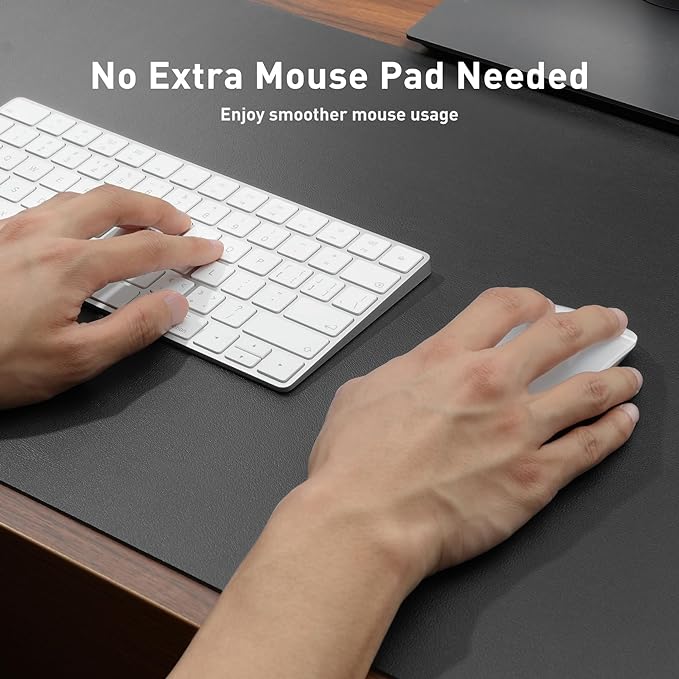 Aothia Leather Desk Pad Protector, Mouse Pad, Office Desk Mat, Non-Slip PU Leather Desk Blotter, Laptop Desk Pad, Waterproof Desk Writing Pad for Office and Home (Gray,23.6" x 13.7")