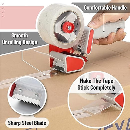 Mr. Pen- Packing Tape Dispenser Gun 2-Inch, 4 Pack with 4 Rolls Tape, Heavy Duty Packing Tape with Dispenser, Packaging Tape, Tape Gun, Clear Packing Tape, Tape Gun for Packing Boxes, Moving Tape