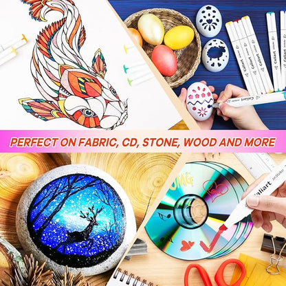 Caliart 52 Colors Fine & Chisel Alcohol Markers for Adult Coloring Book, Dual Tip Artist Sketch Art Markers, Aesthetic Cute Preppy Stuff School Supplies, Pens for Lettering Drawing Cards Planner