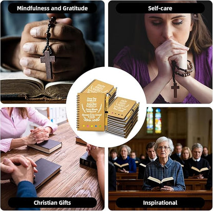 40 Pcs Bulk Christian Gifts Prayer Journal for Woman - 20 Set Religious Notepad with Christian Pen - Bible Notebook - Church Gifts for Mother's Day, Bible Study, and Family Devotions ( Brown )