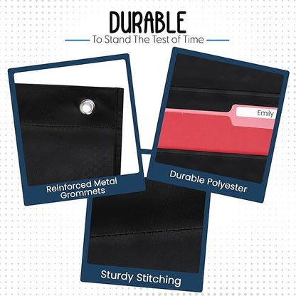 20 Pocket File Pocket Chart, Black, 28" Wide x 46" Tall - Versatile Wall Hanging File Folder Organizer for Classroom, Office, Home, and More - Wall Folder Organizer - 20 Pockets