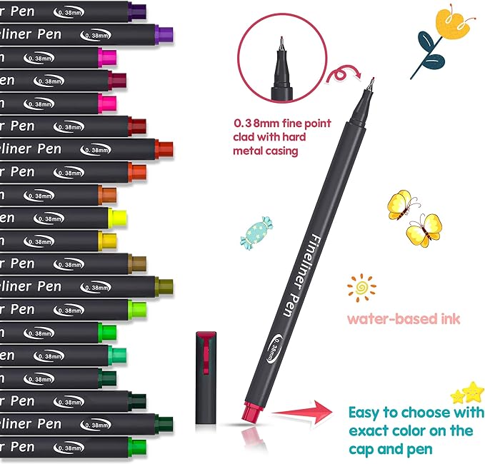 Vanstek 46 Pack Journal Planner Colored Pens, Fineliner Pens for Journaling, Writing Coloring Drawing, Note Taking, Calendar, Planner, Art Office School Gift Supplies