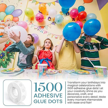 Balloon Glue Points Dots Double Sided 1500 Pcs, Balloon Tape for Arch, Wedding Decoration, Birthday Celebration and Home Made Crafts for Christmas Decorations