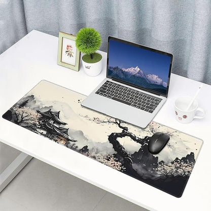 Extended Gaming Mouse Pad, Large Gaming Mouse Waterproof with Stitched Edges, Non-Slip Desktop Pad for Home and Office, Level Up Your 31.5x11.8 Inch… (wash Painting)