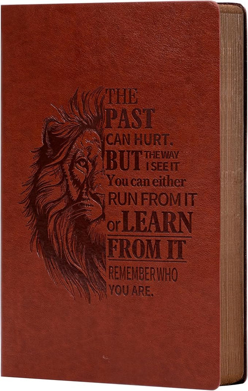 Leather Journal for Men Soft Cover 256 Pages Lined Journals for Writing A5 Lion Journaling Notebooks Vintage Inspirational Diary, 5.7" x 8.3", Red