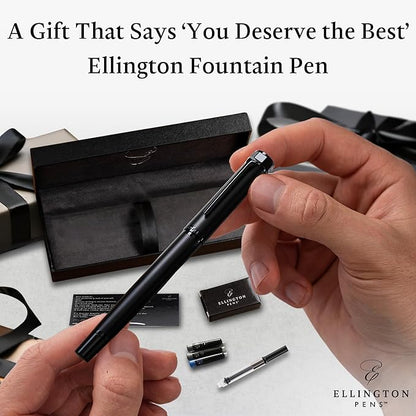 Luxury Fountain Pen Set for Writing - Smooth Medium Nib - Includes Refillable Ink Converter, 3 Ink Cartridges [Black & Blue], Gift Box - Elegant Calligraphy