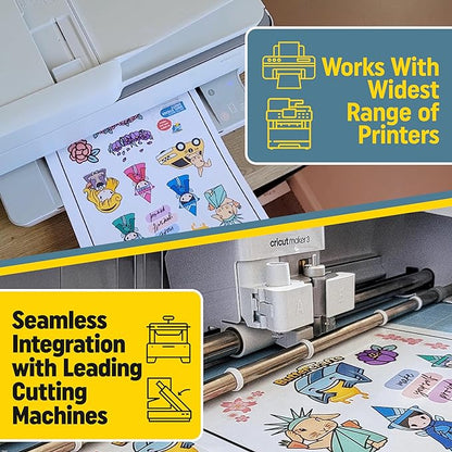 Clear Printable Vinyl for Inkjet Printer (Clear Sticker Paper | Waterproof | 50 Sheets) - Transparent Inkjet Printable Vinyl Sticker Paper Avoid Jams for Printers | Transparent Sticker Paper