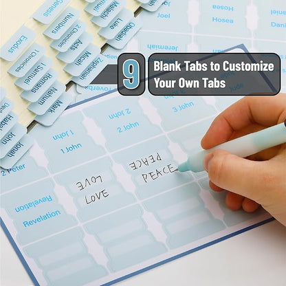 Mr. Pen- Bible Tabs, 75 Tabs, Light Dusty Blue, Blue Foil Lettering, Laminated Bible Tabs for Women and Men, Mr Pen Bible Tabs for Study Bible Index Tabs, Bible Book Tabs, Bible Labels Tabs